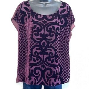Lane Bryant Woman Plum Purple Velvet Blouse Size 14/16